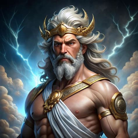 Greek God Zeus With A Naked Torso Character For The Game Premium AI Generated Image