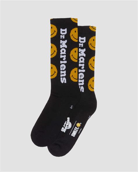 Smiley® Cotton Blend Socks In Black Dr Martens