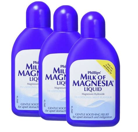 Milk Of Magnesia Liquid Mint Gentle Soothing Relief 200ml 3 Pack Gb Health Limited