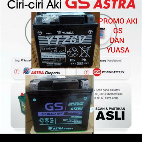 Jual PROMO AKI GS ASTRA YUASA YTZ6V GTZ6 GTZ 6V GTZ6V ASLI VARIO 125