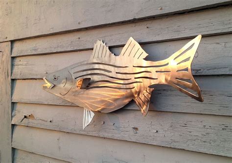 Stainless Steel Wall Bass Fish Wall Art Steel Wall Fish Sculpture