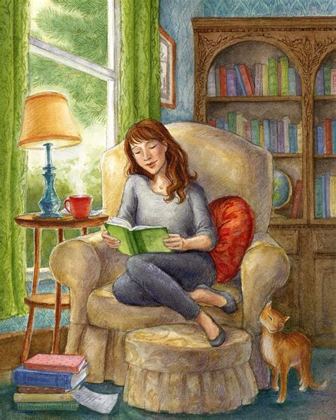 Book Girl Art Print Reading Story Illustration Literature | Etsy