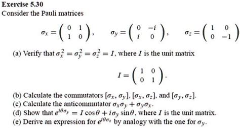 Solved Consider The Pauli Matrices Chegg