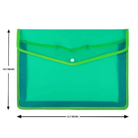 Jinay Green Plastic Button File Folder For Schoolcollege Size A4 At