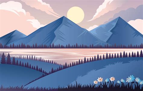 Nature Landscape Flat Design Background 6138544 Vector Art At Vecteezy