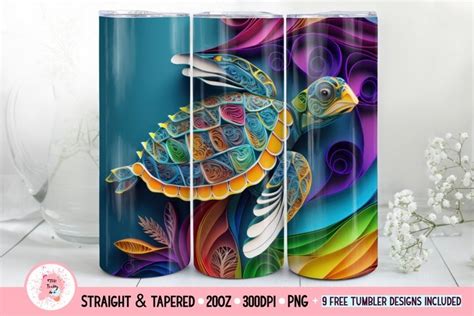 Turtle Tumbler Wrap For Oz Tapered And Straight