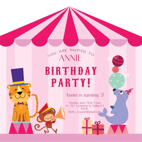 Printable Circus Birthday Invitations Printable Word Searches