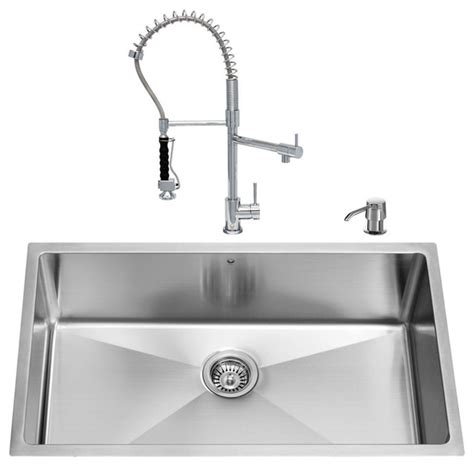 Vigo All In One Undermount Stainless Steel Kitchen Chrome Faucet Set Modern Kitchen Sinks