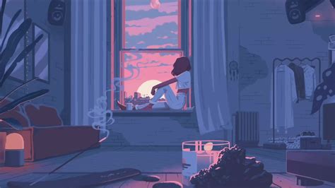 Cozy Room Sunset Live Wallpaper - WallpaperWaifu