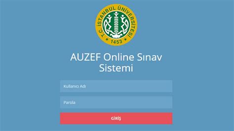 AUZEF Online Sınav Sistemi giriş AUZEF sınav giriş ekranı