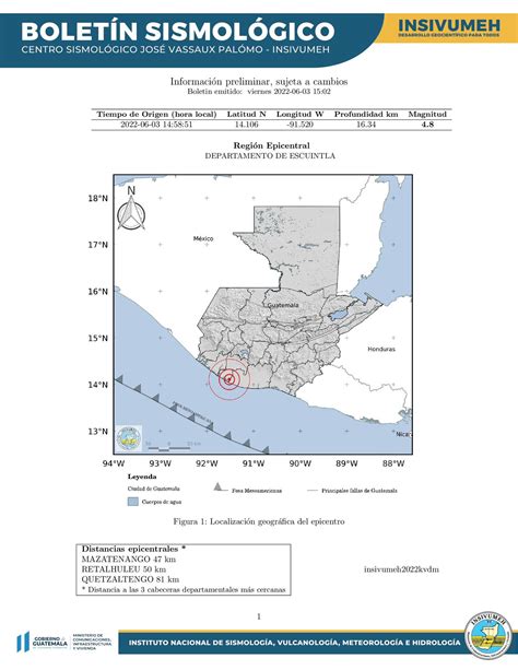 INSIVUMEH Guatemala on Twitter BOLETÍN SISMOLÓGICO Sismo registrado