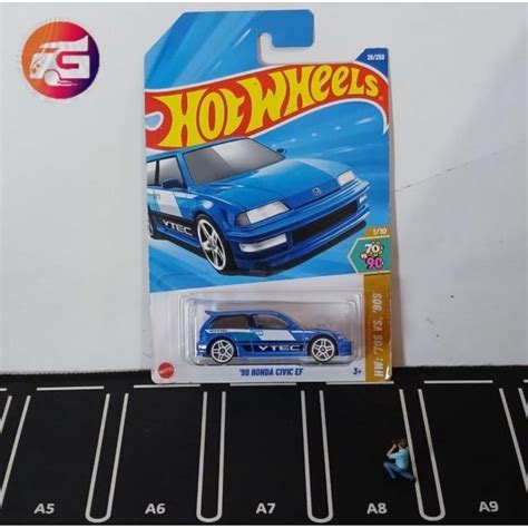 Hot Wheels 90 Honda Civic Ef Blue Vtech Japan Stickers Shopee Malaysia