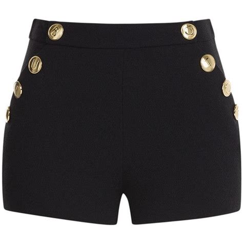 Boutique Moschino High Waist Wool Shorts Black High Waisted Shorts Embellished Shorts