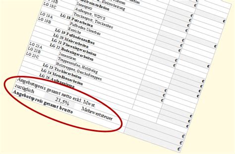 Muster Lv Innennputz Ausschreibungs Vorlage Mit Detailpreisen