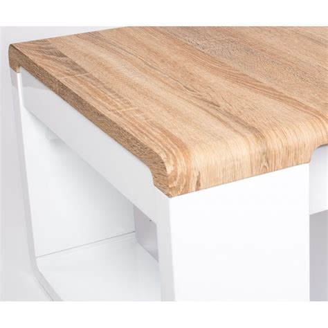 Table Basse Design En Bois Ch Ne Sonoma Laqu Blanc Brillant Magalie