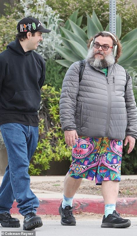 Jack Black Lets His Bushy Beard Go To Its Natural Color As He Walks Round La In Funky Garish