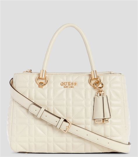 Guess Bolso Satchel Blanco Assia High Society Capitonado Mujer El