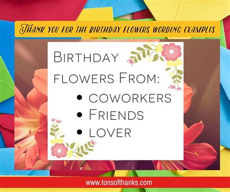 Thank You For The Birthday Flowers Wording Examples