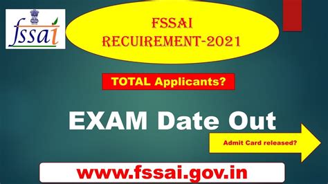 Fssai Exam Date 2021 Released For The Fssai Recruitment 2021 Youtube