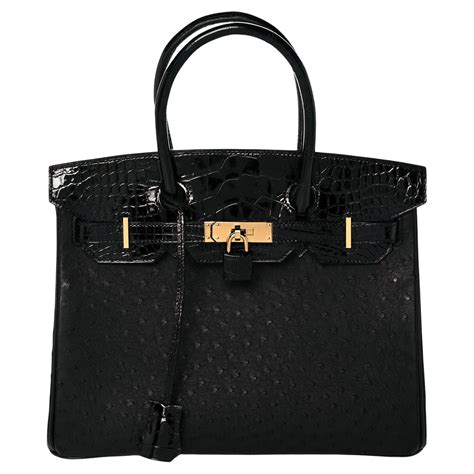 Herm S Black Shiny Porosus Crocodile Leather Birkin Cm At Stdibs