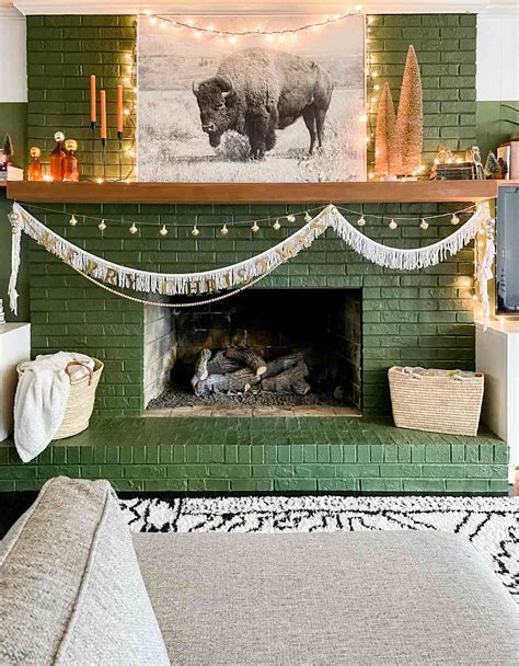 Modern Painted Brick Fireplace