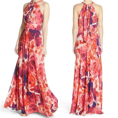 Eliza J Pink Floral Maxi Dress Gem