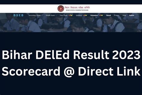 Bihar DElEd Result 2023 Scorecard & Meri List, Download @ secondary ...