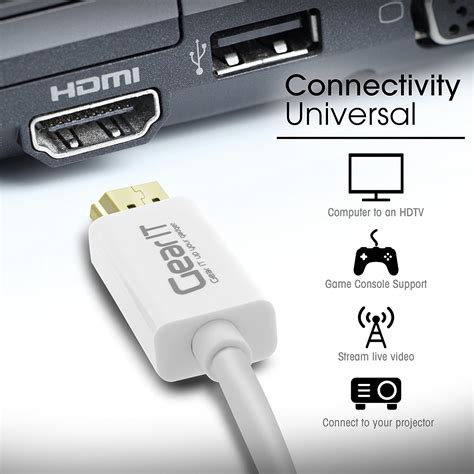 Gearit Mini Displayport Thunderbolt Port Compatible To Hdmi Hdtv