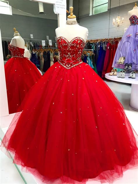 Sparkly Sweetheart Kratki Crvene Haljinice Long Quinceanera Dress Ball