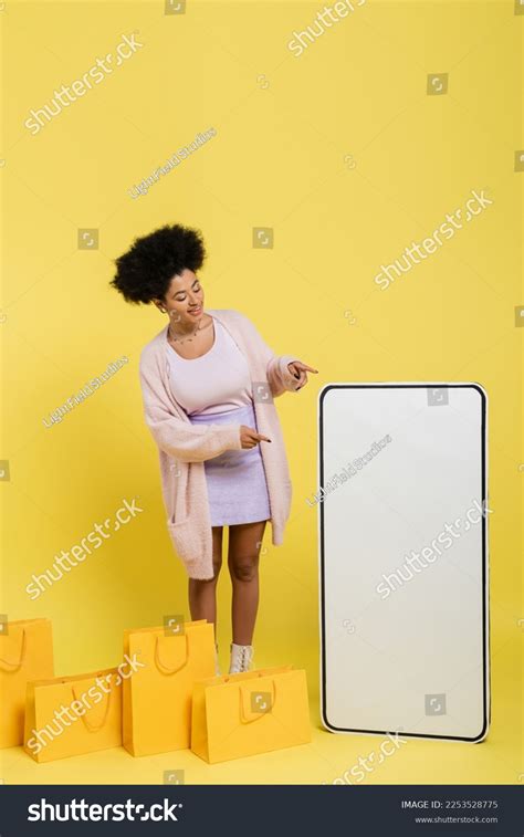 Trendy African American Woman Pointing Huge Stock Photo