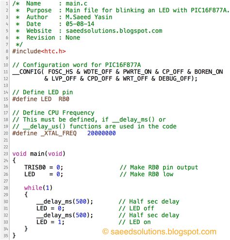 Saeeds Blog Pic16f877a Led Blinking Code Proteus Simulation