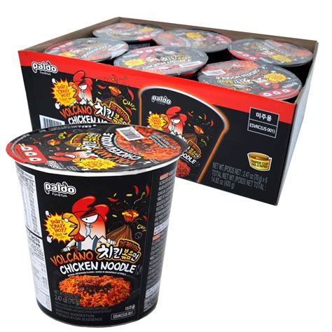 Paldo Fun Yum Volcano Extremely Hot Spicy Stir Fried Chicken Instant Cup Noodles Soupless