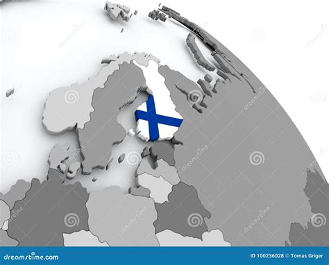 Kaart Van Finland Met Vlag Op Bol Stock Illustratie Illustration Of