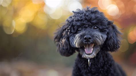 Adorable Black Poodle Dog Smiling With Happy Face Background Dog