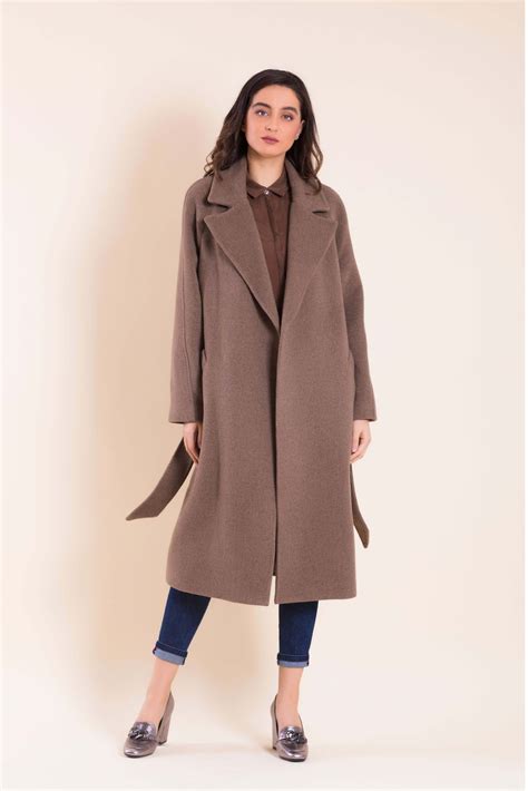 Elegant Long Wool Blend Taupe Coat Manuka Eternityeight Womens Clothes Shop For Womens Fashion