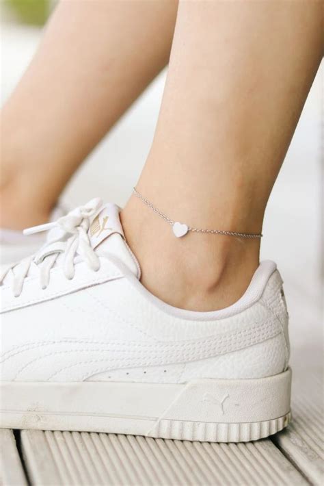 Heart Anklet Waterproof Silver Chain Ankle Bracelet Tiny Heart