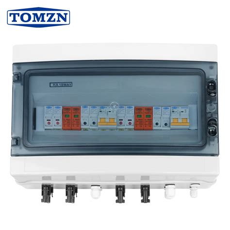 Solar Photovoltaic Pv Combiner Box With Lightning Protection 4 Input 2 Out Dc 600v Fuse Mcb Spd