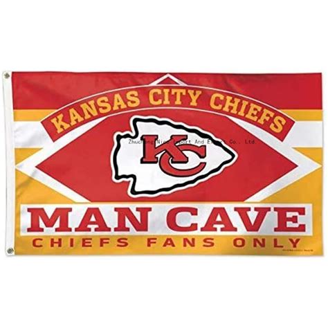 Chiefs Kingdom Flag Kansas City Banner 3x5 Feet With Two Metal Grommets For Garage Man Cave Wall