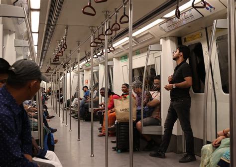 Metro Subway Underground Metro Inside Train In New Delhi Editorial