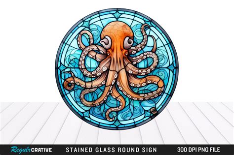 Stained Glass Octopus Round Wind Spinner Graphic By Regulrcrative