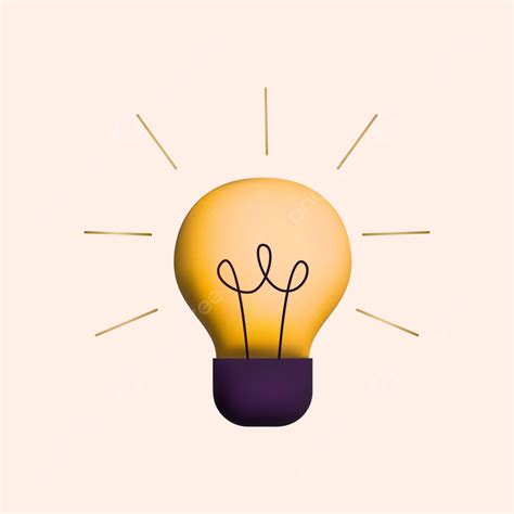 Vector Render Illustration Of A D Light Bulb Emitting Rays