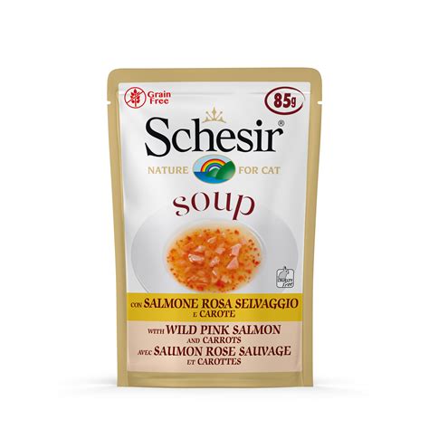 Schesir Soup Wild Pink Salmon Carrots Wet Cat Food 85g Smart Pet