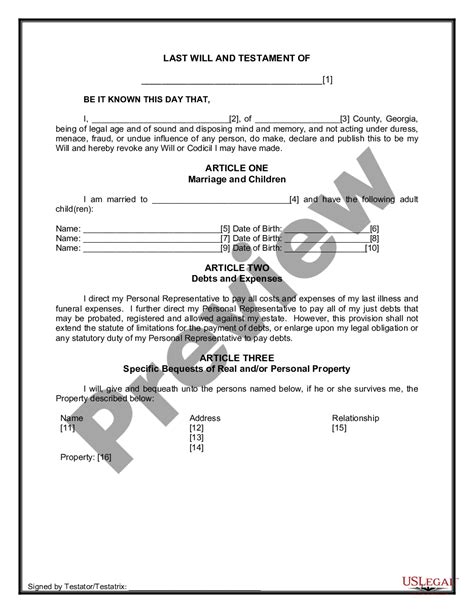 Georgia Mutual Wills Package With Last Wills And Testaments For Married