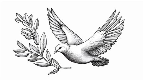 Flying Peace Dove With Olive Branch Symbol Of Peace And Spiritual