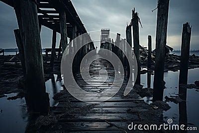 Abandoned Pier Neglected Generate Ai Stock Photo CartoonDealer