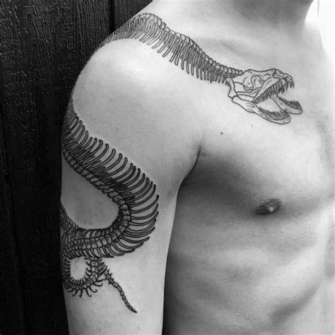 30 Snake Skeleton Tattoo Ideas For Men Bone Designs Skeleton