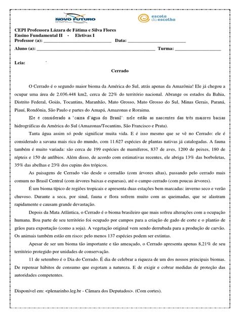 Atividades Sobre O Cerrado Pdf