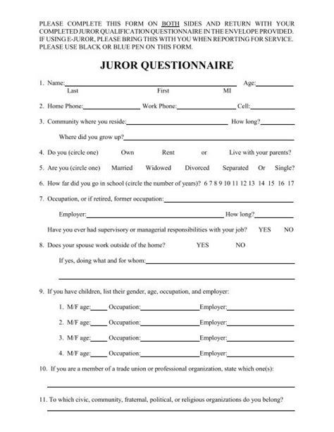 Juror Questionnaire