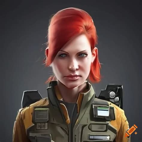 Photorealistic Portrait Of A Female Sci Fi Pilot With Red Hair On Craiyon