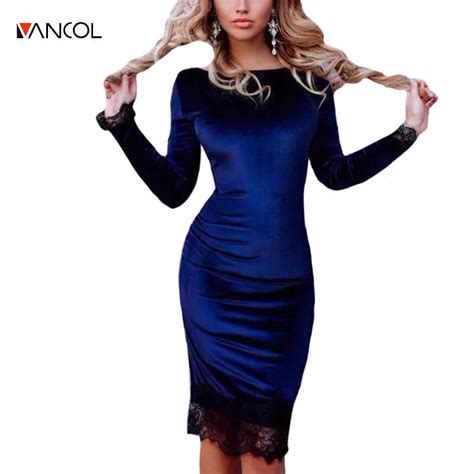 Vancol Manga Comprida Night Club Party Sexy Vestidos De Grife Preto